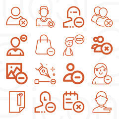 16 pack of unwanted  lineal web icons set