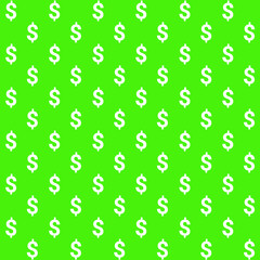 white dollar money symbol on a green background repeat pattern