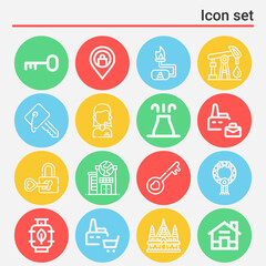 16 pack of central  lineal web icons set