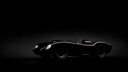 silhouette of black vintage sports car