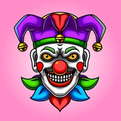 Scary joker clown illustration
