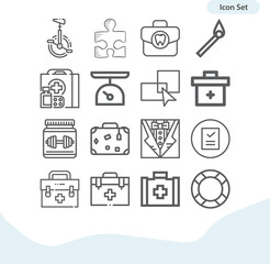 Simple set of fit related lineal icons.