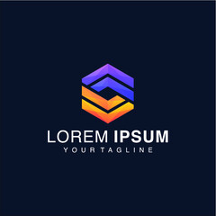 colorful hexagon logo template