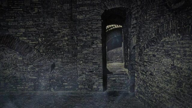 Dark dungeon, mysterious ethereal presences in a overwhelming atmosphere.