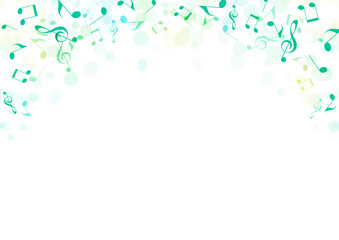 音楽 音符　背景 フレーム イラスト　緑 夏