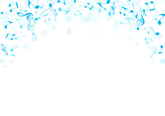 音楽 音符　背景 フレーム イラスト　青 水色 冬