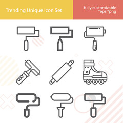 Simple set of rolling wave related lineal icons.