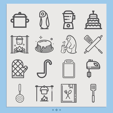 Simple set of islands related lineal icons.