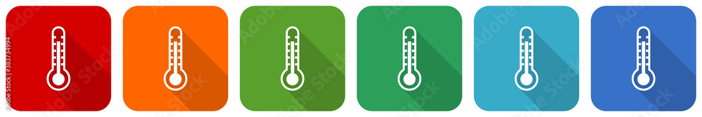 Leinwandbilder thermometer icon set, flat design vector illustration in 6 colors options for webdesign and mobile a