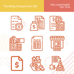 Simple set of spending related lineal icons.