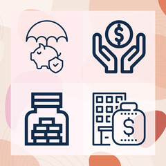 Simple set of monetary fund related lineal icons