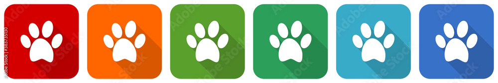 Aufkleber foot icon set, flat design vector illustration in 6 colors options for webdesign and mobile applicat