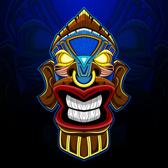 Tiki mask esport mascot logo
