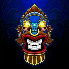 Obraz premium Tiki mask esport mascot logo