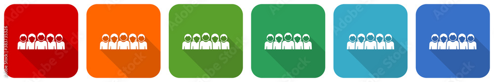 Aufkleber People icon set, flat design vector illustration in 6 colors options for webdesign and mobile applications