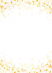 音楽 音符　背景 フレーム イラスト 縦位置　オレンジ 黄色 秋