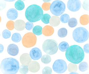 Seamless Circle Texture. Blue Geometric Stains 