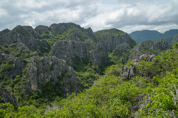 Beautiful Nature Mountains top view (Khao Dang) Sam Roi Yot National Park. Prachuap Khiri Khan, Thailand.