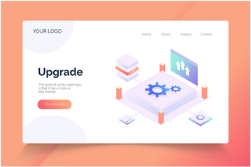Upgrade isometric. landing page vector template
