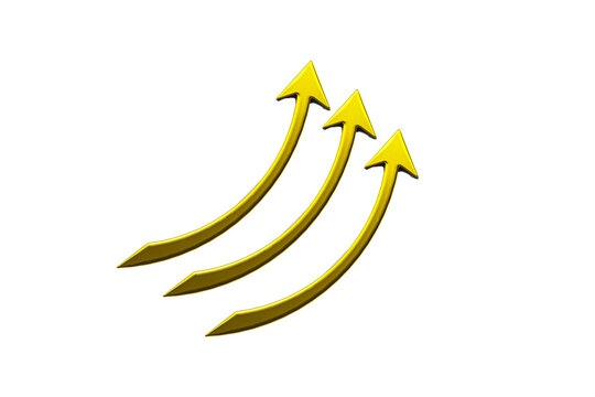 Business golden arrows graph statistics growth up sales logo icon 3D image render template