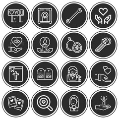 16 pack of devotion  lineal web icons set
