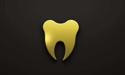 Gold tooth 3D image banner background template on black background
