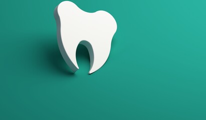 Tooth 3D image banner background template on green background