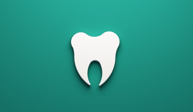 Tooth 3D image banner background template on green background