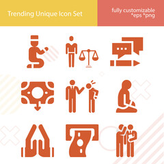 Simple set of plea related filled icons.