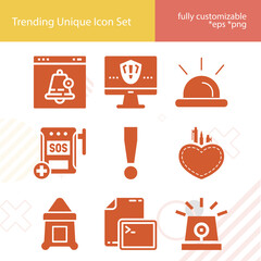 Simple set of sac related filled icons.