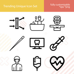 Simple set of clinic related lineal icons.