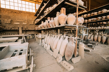 Pompeii, Italy. Artifacts In Granary Of Pompeii Forum
