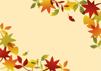 秋の落ち葉フレームイラスト