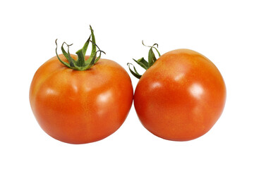 Red ripe tomatoes isolated on white background