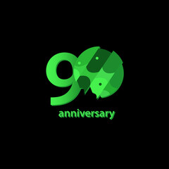 90 Years Anniversary Celebration Vector Template Design Illustration