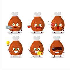 Turkey thighs cartoon character with various types of business emoticons