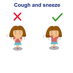 picture show how to cough and sneeze for safe from coronavirus .vector illustration