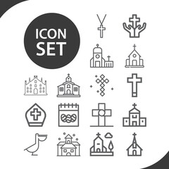 Fototapeta na wymiar Simple set of catholics related lineal icons.