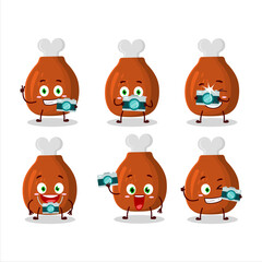 Photographer profession emoticon with turkey thighs cartoon character