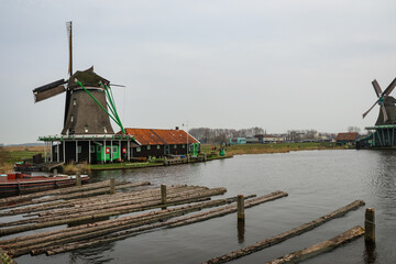 Fototapeta na wymiar The windmills at Zaan Schaans