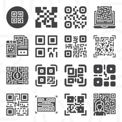 16 pack of qr  filled web icons set