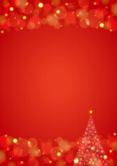 クリスマスツリー　キラキライルミネーション背景　赤