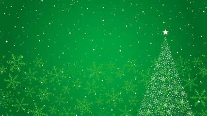 雪の結晶クリスマスツリー背景　緑