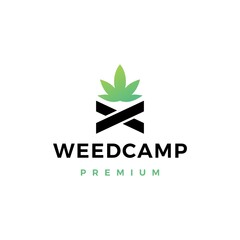 cannabis weed camp logo vector icon illustration