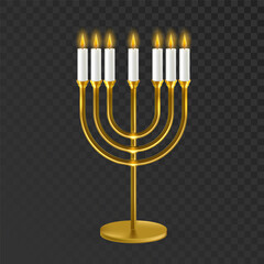 Menorah Jewish Traditional Candles Holder Vector Illustration