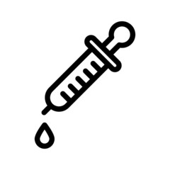 Eye Dropper, Medicine Pipette. Flat Vector Icon illustration. Simple black symbol on white background