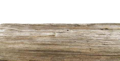 Texture of old gray log on white background