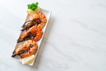 grilled tiger prawns or shrimps