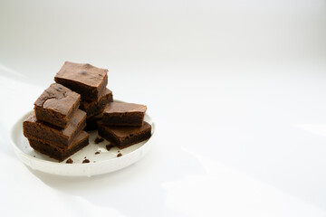 Chocolate brownie bits with place for text.