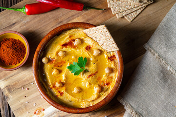 Delicious hummus paste with lemon and chilli